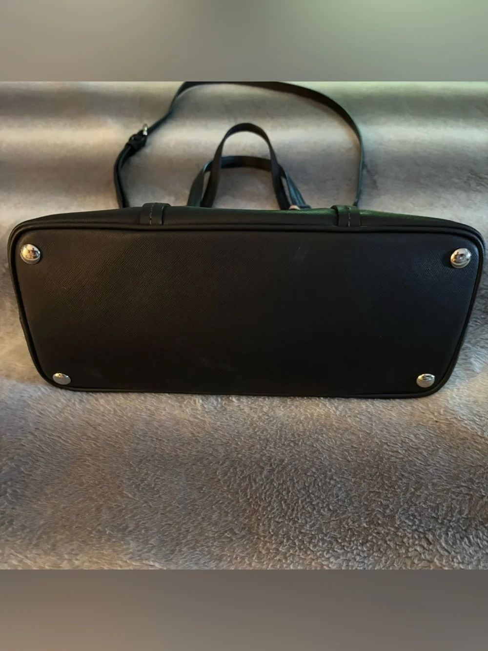 Coach Peyton Cora Black Saffiano Leather Domed Satchel Crossbody
